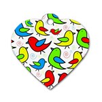 Colorful cute birds pattern Dog Tag Heart (One Side) Front