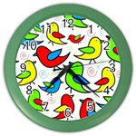 Colorful cute birds pattern Color Wall Clocks Front