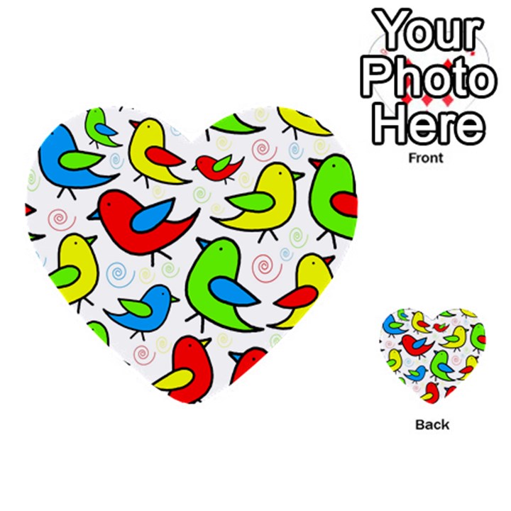 Colorful cute birds pattern Multi-purpose Cards (Heart) 