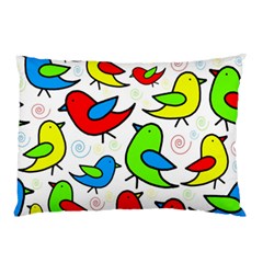 Colorful Cute Birds Pattern Pillow Case by Valentinaart