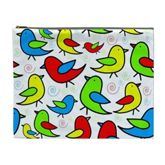 Colorful Cute Birds Pattern Cosmetic Bag (xl) by Valentinaart