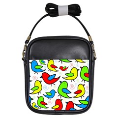 Colorful cute birds pattern Girls Sling Bags