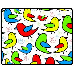 Colorful cute birds pattern Fleece Blanket (Medium) 