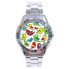 Colorful cute birds pattern Stainless Steel Analogue Watch