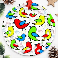 Colorful cute birds pattern Ornament (Round Filigree) 