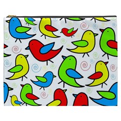 Colorful Cute Birds Pattern Cosmetic Bag (xxxl)  by Valentinaart