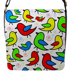 Colorful cute birds pattern Flap Messenger Bag (S)