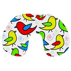 Colorful Cute Birds Pattern Travel Neck Pillows by Valentinaart