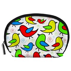 Colorful cute birds pattern Accessory Pouches (Large) 