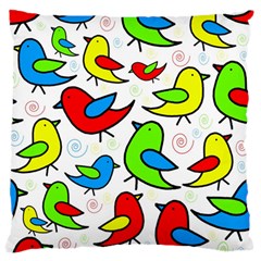 Colorful cute birds pattern Large Flano Cushion Case (One Side)