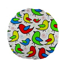 Colorful cute birds pattern Standard 15  Premium Flano Round Cushions