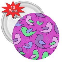 Pink Birds Pattern 3  Buttons (10 Pack)  by Valentinaart