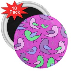 Pink Birds Pattern 3  Magnets (10 Pack)  by Valentinaart