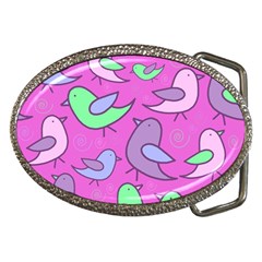 Pink Birds Pattern Belt Buckles by Valentinaart