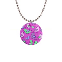 Pink Birds Pattern Button Necklaces