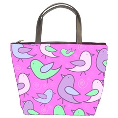 Pink Birds Pattern Bucket Bags by Valentinaart