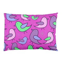 Pink Birds Pattern Pillow Case by Valentinaart