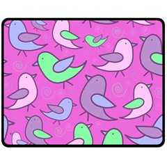 Pink Birds Pattern Fleece Blanket (medium)  by Valentinaart