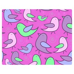 Pink Birds Pattern Double Sided Flano Blanket (medium)  by Valentinaart