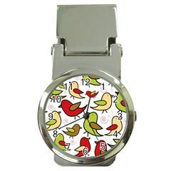 Decorative Birds Pattern Money Clip Watches by Valentinaart