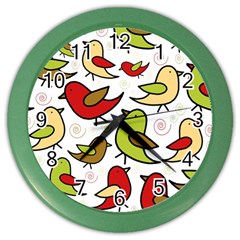 Decorative Birds Pattern Color Wall Clocks by Valentinaart