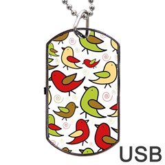 Decorative Birds Pattern Dog Tag Usb Flash (one Side) by Valentinaart