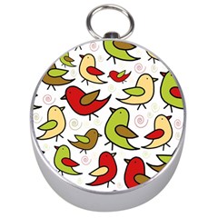 Decorative Birds Pattern Silver Compasses