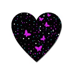 Pink Butterflies  Heart Magnet by Valentinaart