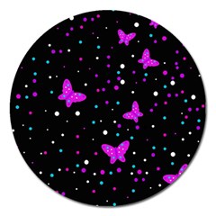 Pink Butterflies  Magnet 5  (round) by Valentinaart