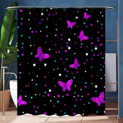 Pink Butterflies  Shower Curtain 60  X 72  (medium)  by Valentinaart