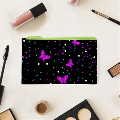 Pink Butterflies  Cosmetic Bag (xs) by Valentinaart