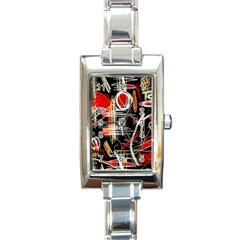 Artistic Abstract Pattern Rectangle Italian Charm Watch by Valentinaart