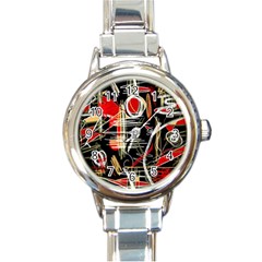 Artistic Abstract Pattern Round Italian Charm Watch by Valentinaart