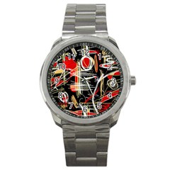 Artistic Abstract Pattern Sport Metal Watch by Valentinaart