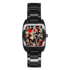 Artistic Abstract Pattern Stainless Steel Barrel Watch by Valentinaart