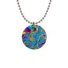 Colorful Abstract Pattern Button Necklaces