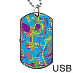 Colorful Abstract Pattern Dog Tag Usb Flash (one Side) by Valentinaart