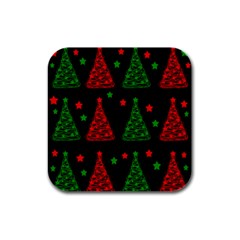 Decorative Christmas Trees Pattern Rubber Square Coaster (4 Pack)  by Valentinaart