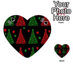 Decorative Christmas Trees Pattern Playing Cards 54 (heart)  by Valentinaart