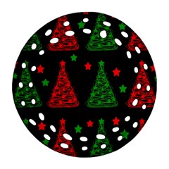 Decorative Christmas Trees Pattern Ornament (round Filigree) 