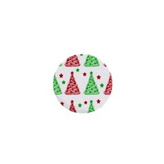 Decorative Christmas Trees Pattern - White 1  Mini Buttons by Valentinaart