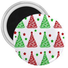 Decorative Christmas Trees Pattern - White 3  Magnets by Valentinaart