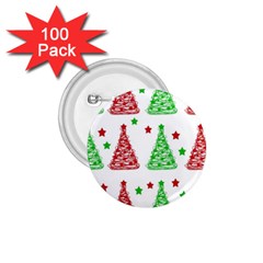 Decorative Christmas Trees Pattern - White 1 75  Buttons (100 Pack)  by Valentinaart