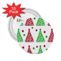 Decorative Christmas Trees Pattern - White 2 25  Buttons (10 Pack)  by Valentinaart