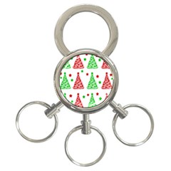 Decorative Christmas Trees Pattern - White 3-ring Key Chains by Valentinaart