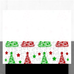 Decorative Christmas Trees Pattern - White Rectangular Jigsaw Puzzl by Valentinaart