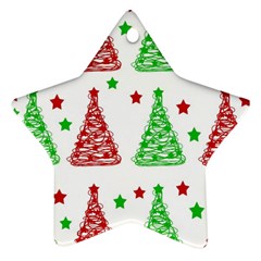 Decorative Christmas Trees Pattern - White Star Ornament (two Sides) 