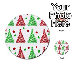 Decorative Christmas Trees Pattern - White Multi-purpose Cards (round)  by Valentinaart