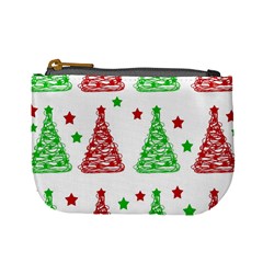 Decorative Christmas Trees Pattern - White Mini Coin Purses