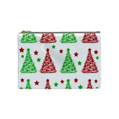 Decorative Christmas Trees Pattern - White Cosmetic Bag (medium)  by Valentinaart